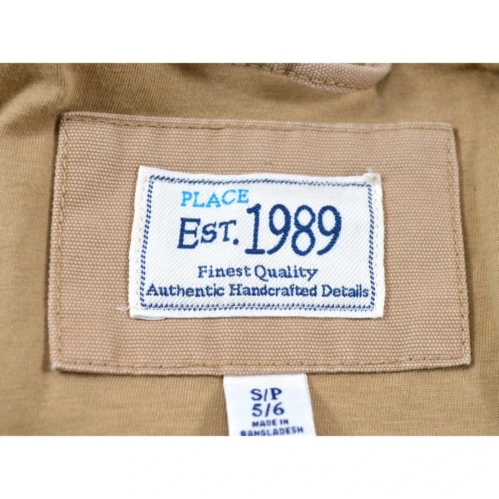 Children's Place Beige Canvas Bomber Jacket Size Small 5/6 Full Zip Nwt's